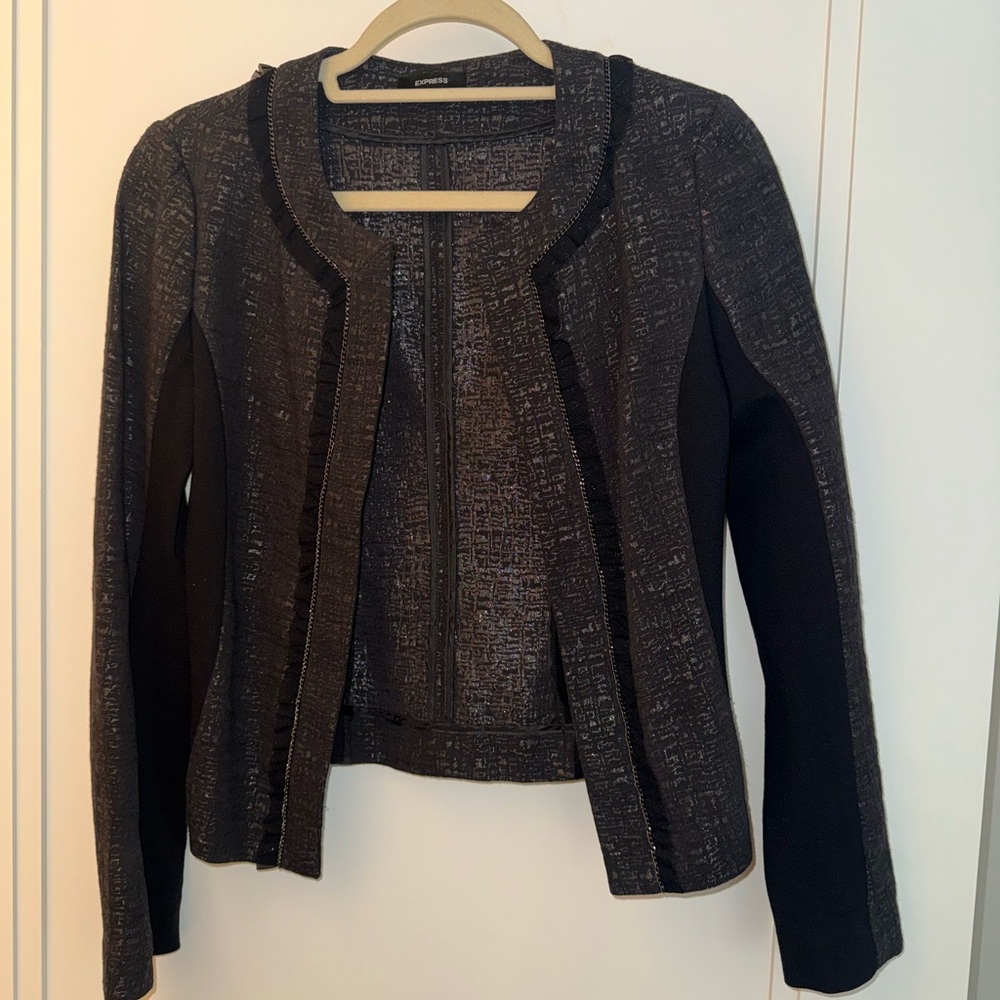 Express Embellished Ruffle Trim Blazer Jacket - Picture 6 of 6